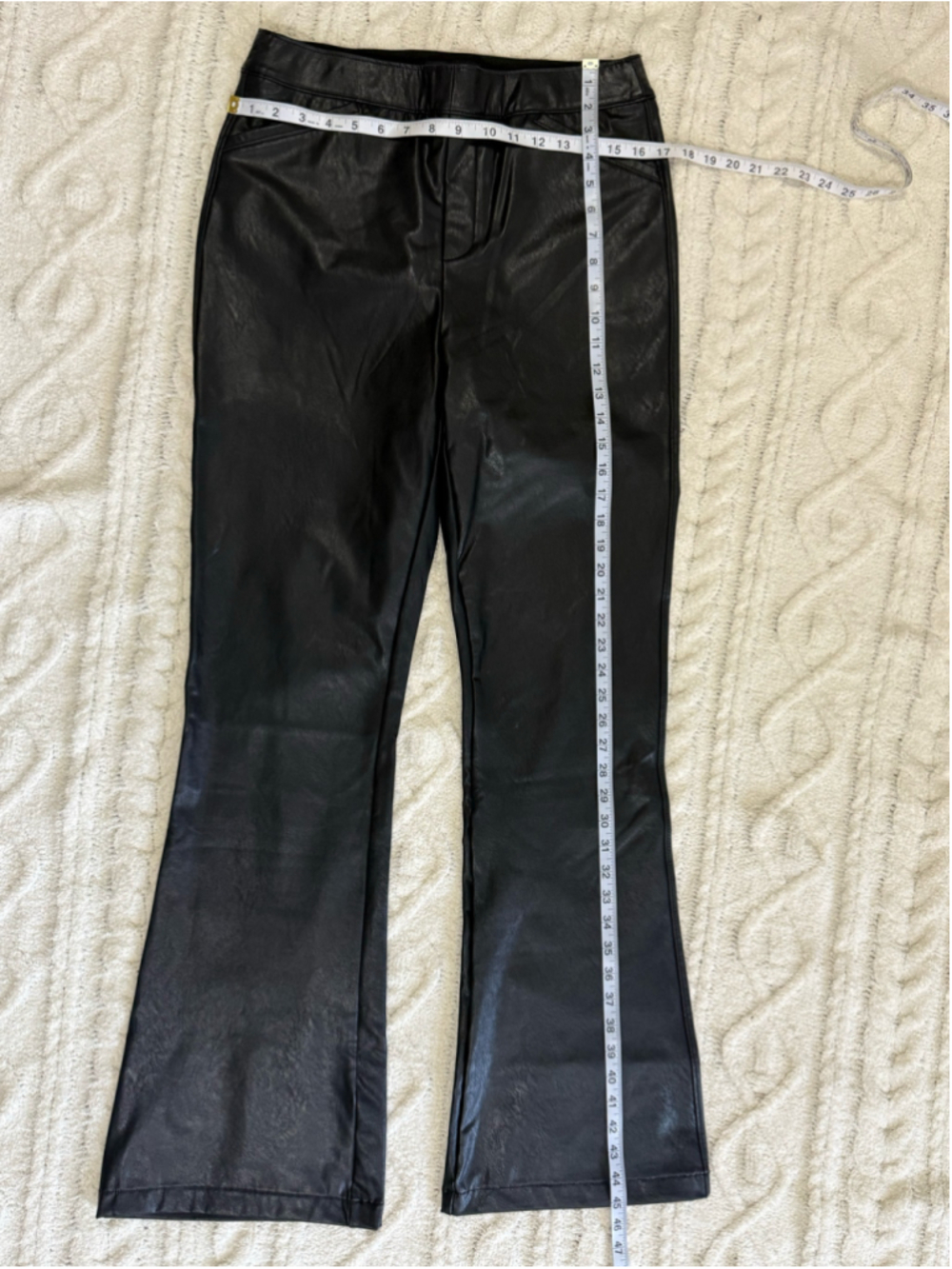 BUCKLE BLACK Black Faux Leather Pull-On Flare Pants Medium - Picture 5 of 11